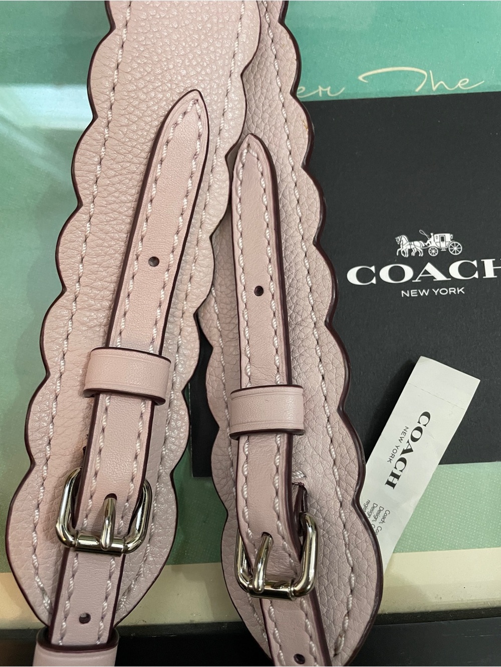 Coach Scalloped Leather Strap in SV/Ice Pink NWT - Picture 6 of 9